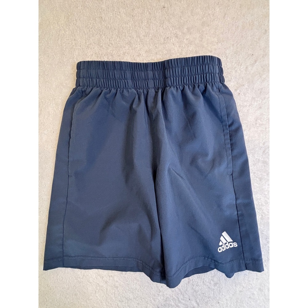 Adidas Boys Navy Blue Athletic Shorts Regular Fit Size S 8 Elastic Waist Gym